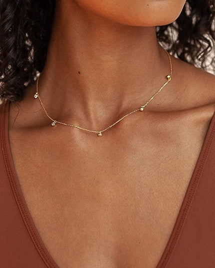Tewiky Dainty 14k Gold Plated/Silver Cubic Zirconia Necklaces for Women, Simple CZ Jewelry Necklaces Trendy Gifts