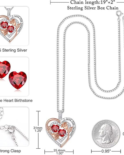 Iefil Christmas Gifts for Women - Sterling Silver Birthstone Necklace Anniversary Birthday Gifts for Her Wife Mom Daughter