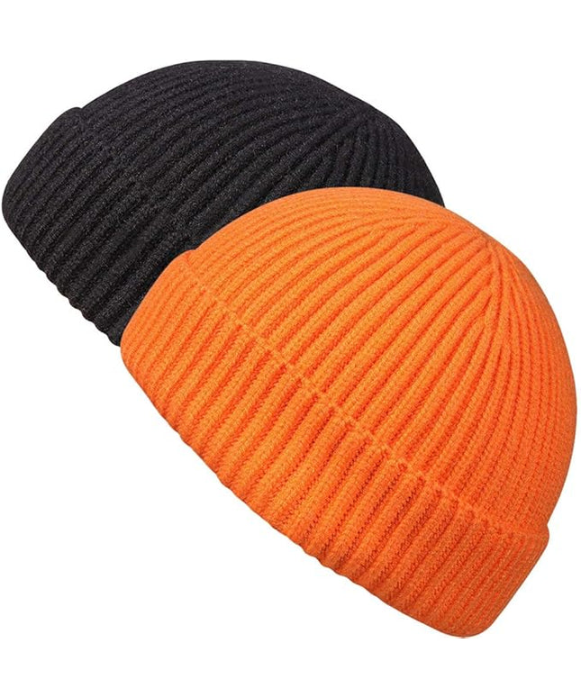 MaxNova Knit Cuff Short Fisherman Beanie for Men Women Warm Hats