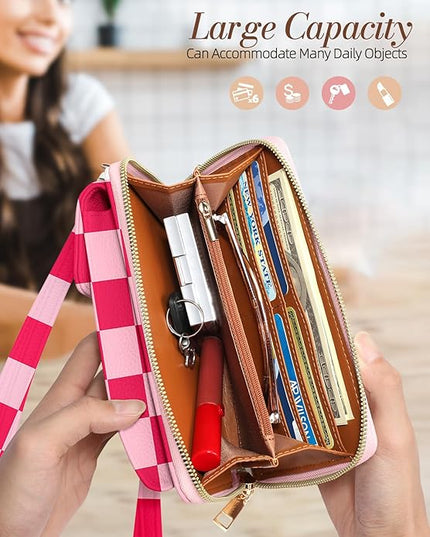 Cute Small Crossbody Purse Cell Phone Bags for Women - Leather Cellphone Wallet Purse with Shoulder Strap
