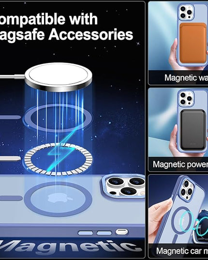 Hython Case for iPhone 14 Pro Case Magnetic Translucent Matte Phone Cases 6.1" [Compatible with MagSafe] Thin Slim Fit Shockproof Bumper Hard Protective Cover for Women Men Girls, Light Blue