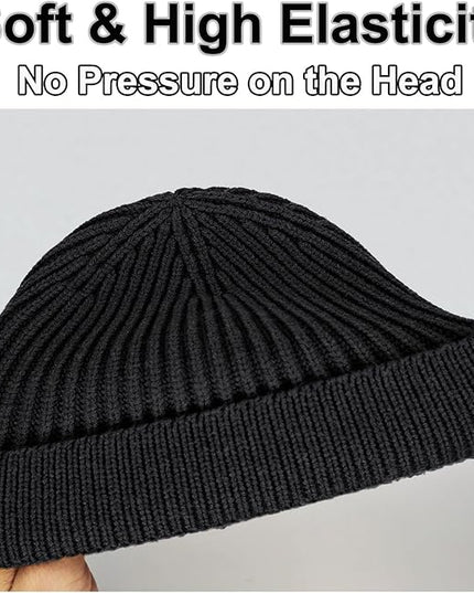 vidsel Thin Wool Fisherman Beanie for Men Women, Short Knit Cuff Trawler Watch Hats
