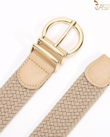 JASGOOD Women Men Braided Woven Elastic Stretch Belt Golf Canvas Casual Belt for Jeans Pants