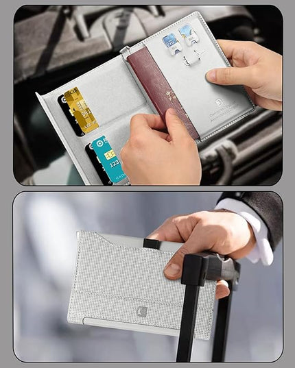 Passport Holder for Travel Essentials, RFID Blocking PU Leather Passport Wallet Cover Card holder Case Passport Book Holders for Women and Men, Grey