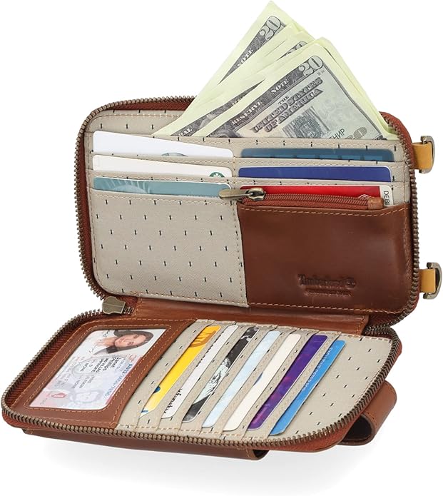 Timberland Women's RFID Leather Phone Crossbody Wallet Bag