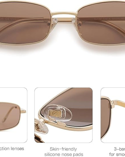 SOJOS Small Trendy Rectangle Sunglasses Womens Mens, Retro 80s 90s Y2k Chic Narrow Thin Skinny Sunnies SJ1187