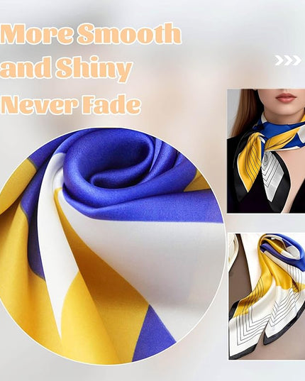 kcctoo 27.5" Mulberry Silk Feeling Head Scarf Women's Fashion Square Neck Satin Scarfs for Bag Hair Scarves Gift