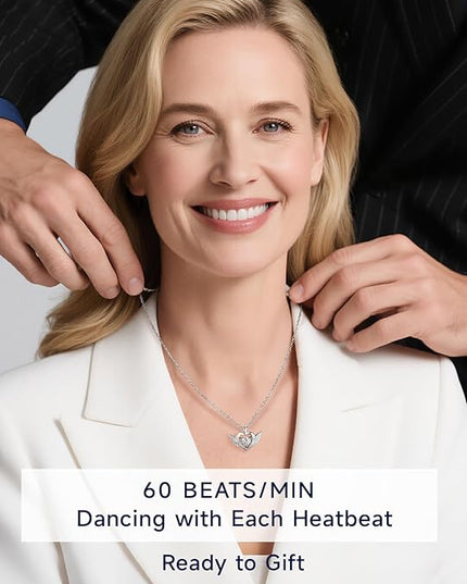 MomentWish Necklace for Women, Sparkling Gift for Her, 1Carat Moissanite Heart Pendent for Her, 925 Sterling Silver Dance Necklace for Anniversary Christmas Valentines