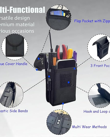 Belt Tool Pouch,Tactical Utility Pouch, Heavy-Duty Nylon EDC Multitool Organizer,Cell Phone Holder, Multi-Pockets Tool Holster Sheath Bag for Electricians Handymen Work Maintenance Dailylife Hiking