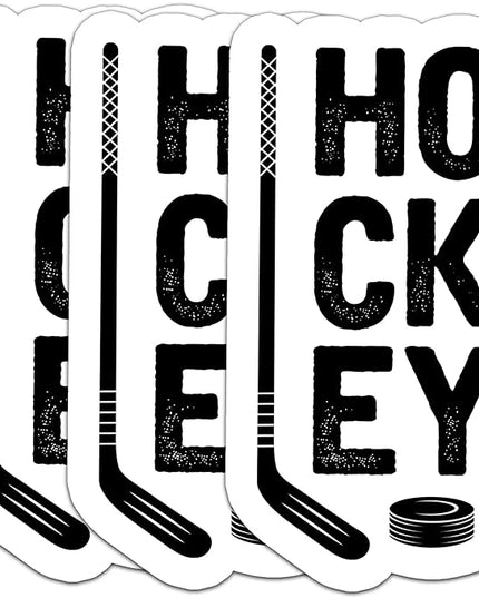 (3PCS) Hockey Stickers – Cool Hockey Gift for Dad, Coaches, Fans, Boys & Girls – Waterproof Vinyl Decals for Laptop, Water Bottle, Scrapbook, Tumbler, Phone – 3" x 1.6"