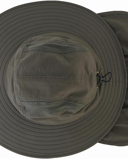 Home Prefer UPF 50+ Mens Wide Brim Fishing Hat with Neck Flap Sun Hat for Men Women Sun Protection Cap