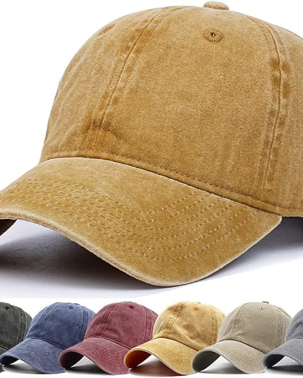 HH HOFNEN Men Women Washed Distressed Twill Cotton Baseball Cap Vintage Adjustable Dad Hat