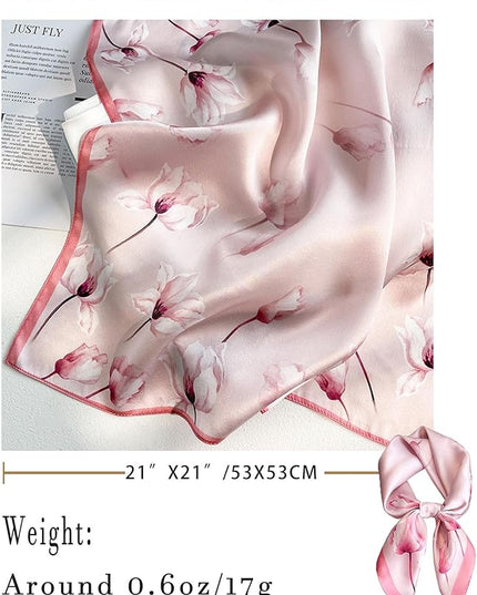 100% Mulberry Silk Scarf for Women Hair Lightweight Square Neckerchief Wrap For Head Scarves 21"