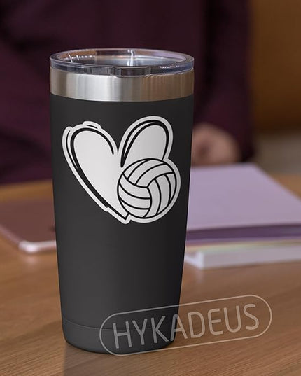 (3Pcs) Volleyball Stickers Waterproof Vinyl Volleyball Heart Decals for Water Bottle, Tumbler, Laptop, Phone Case, Poster Board, Scrapbooking, Team Players, Coach, 3" x 2.8"