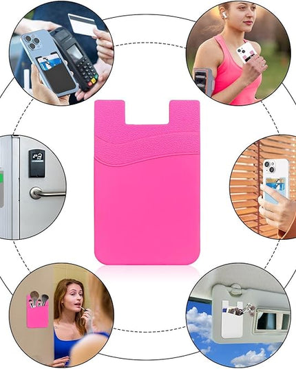 Senose Phone Card Holder, 3 Pack Phone Wallet Stick On Back of Cellphones Credit ID Card Sleeve, Strong Adhesive Cellphone Wallet Compatible for iPhone, Android & Most Smartphones