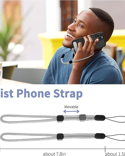 CACOE Phone Lanyard 2 Pcs-1 Pcs Adjustable Neck Strap, 1 Pcs Wrist Strap, 2 Pcs Pads, Universal Crossbody Multifuctional Cell Phone Lanyards Compatible with Most Smartphones(Gray)