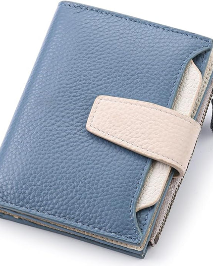 FALAN MULE Small Wallet for Women Leather Bifold Compact RFID Blocking Small Womens Wallet Purse