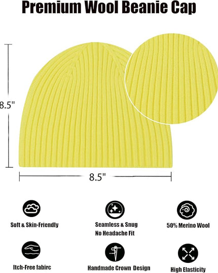 choshion Wool Knit Fisherman Beanie Hat for Men Women,Cuffless Warm Short Cuff Beanies Toboggan Ski Hats Winter Skull Cap