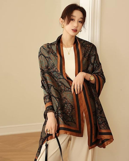 Fashion Scarves Scarf 100% Silk Feeling Scarf Silk Like Scarves Long Lightweight Sunscreen Shawls for Women