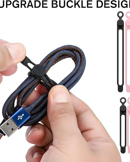 32Pcs Silicone Cable Ties, Data Cable Organizer Silicone Cable Straps Cord Ties Wrap Reusable Wire Organizers Elastic Cables Cord Management Organizers for Electronics, Home, Office, School, Travel