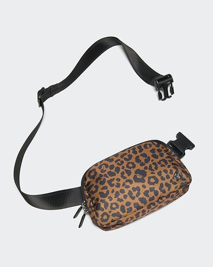 Pander Two Way Zipper Fanny Pack Nylon Everywhere Belt Bag for Women, Water Repellent Waist Packs, Crossbody Bags with Adjustable Strap (Midnight Leopard)