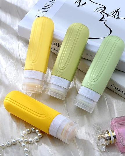 Travel Bottles for Toiletries, Tsa Approved 3oz Travel Size Containers BPA Free Leak Proof Refillable Liquid Silicone Squeezable Travel Accessories for Shampoo Conditioner Lotion (4 Pack)