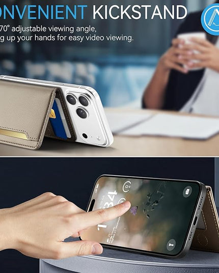 Vinich for MagSafe Wallet Magnetic RFID Blocking Card Holder Compatible with MagSafe Phones and Cases, Strong Magnet Minimalist Phone Wallet for iPhone 17/16/15/14/13/12/ Pro/Max/Plus, Desert Titanium
