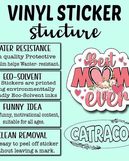 (3Pcs) Best Mom Ever Sticker, Mom Decorate Books Laptop Phone Water Bottles Kindles Stickers Tumbler Sticker Waterproof Vinyl Decorate Sticker 3" Inch