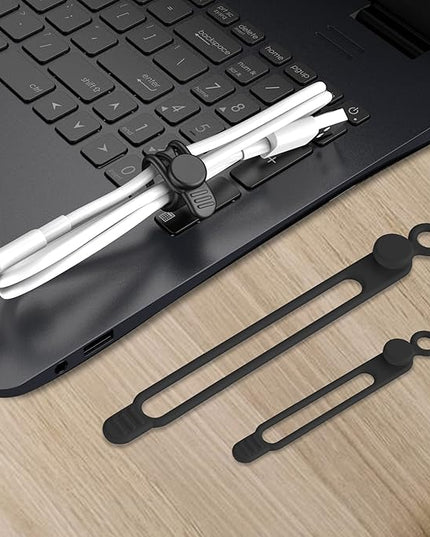 Nearockle Silicone Cable Ties Cord Organizer for Cable Management, 16PCS 4.2" and 7.1" Reusable Cable Organizer Electronic Accessories for Home, Office, Kitchen, School, Travel (Black)