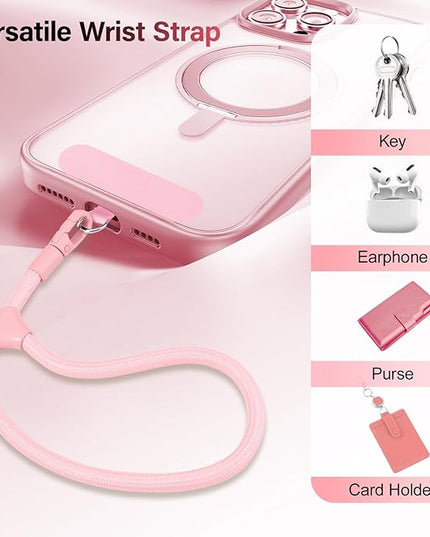 Dadanism Phone Wrist Strap, Universal Adjustable Hand Wrist Strap Lanyard for iPhone 17 and Most Smartphones, Multifunctional Patch Lanyard with Phone Tether Tab for Women and Men, Pink