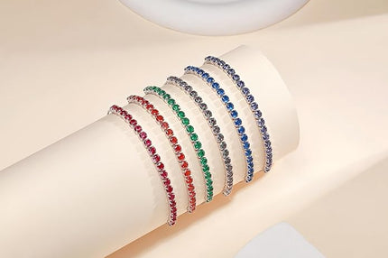 SUNFEEL Birthstone Bracelet Jewelry for Women Sterling Silver with Gold Plated Tennis Bracelet Classic Bolo Adjustable Chain Anniversary Birthday Gifts for Women Mom Wife Her