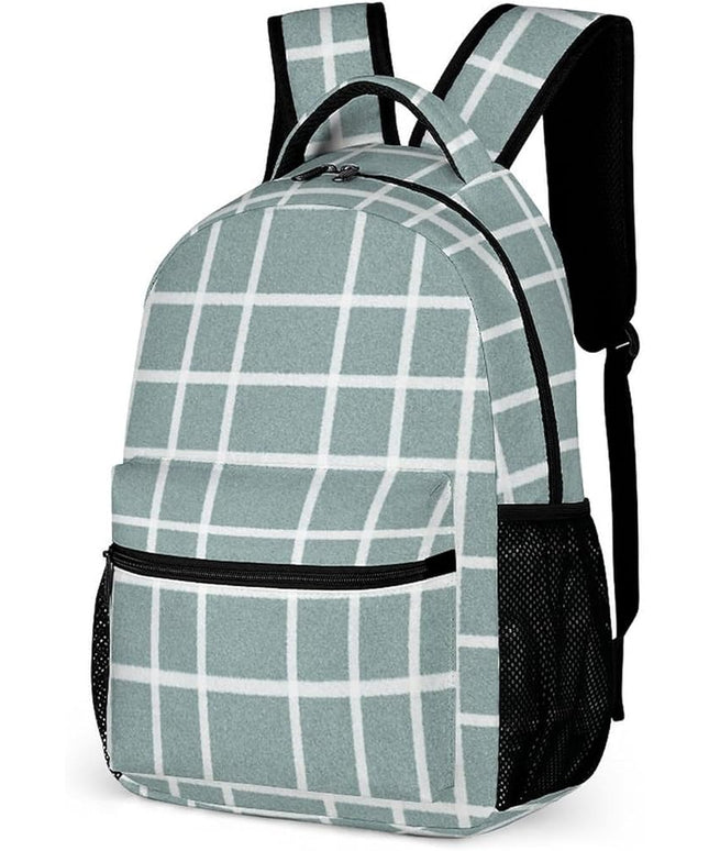 Fashion Morandi Green Plaid Backpack Lightweight Large Capacity Laptop Daybag for Travel Work