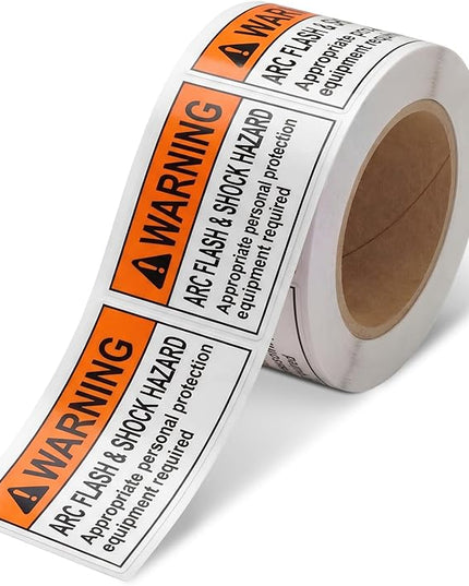 100 Pcs Warning Arc Flash and Shock Hazard Label - 2 x 4 Black & Orange Electrical Safety Warning Decal High Performance Polyester Safety Sticker Signs for the Workplace