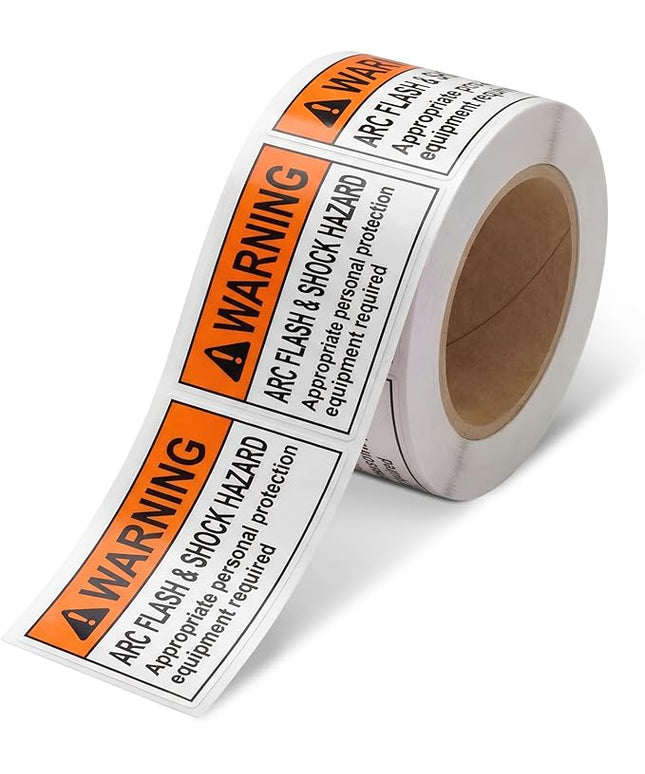 100 Pcs Warning Arc Flash and Shock Hazard Label - 2 x 4 Black & Orange Electrical Safety Warning Decal High Performance Polyester Safety Sticker Signs for the Workplace