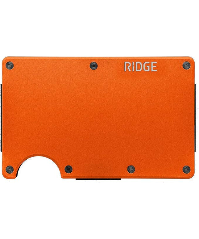 Ridge Wallet for Men - Slim Minimalist Compact Wallet and Card Holder, RFID Protected Front Pocket Wallets for Men with Integrated Cash Strap (Basecamp Orange)