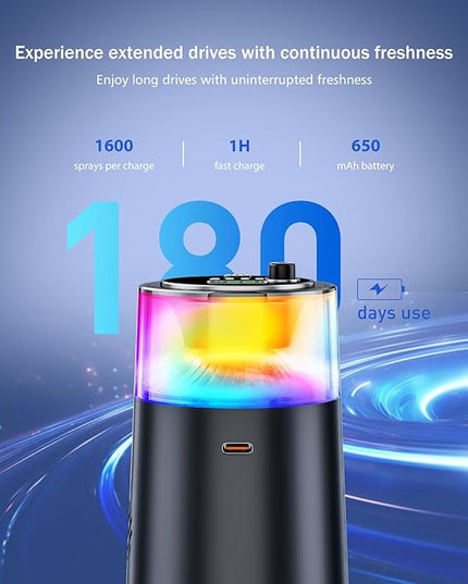 Smart Car Air Freshener with RGB Ambient Light, Galaxy Cloud Mist, Auto On/Off, Built-in Battery, Car Aroma Diffuser, Home, Office (4 Essential Oil Box), Long-Lasting Scent & Relaxing Light