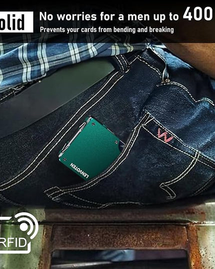 Lenvoten Extra Durable Hinged Minimalist Wallet for Men | Slim Metal RFID Blocking Wallet | Credit Card Holder & Money Clip Holds 20 Cards | Premium Scratch-Resistant Finish | Ideal Gift for Men