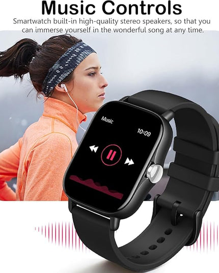 Smart Watch, 1.83" Upgraded Full Touchscreen Smart Watch for Android iPhones with Heart Rate Blood Pressure Monitor, Multiple Sports Fitness Tracker with Smart Watches for Women Men (Black)