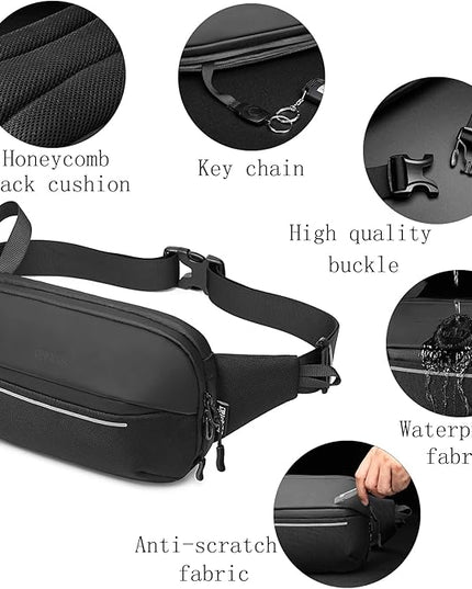 Crossbody Fanny Pack Belt Bag for Women & Men with Multi-Pockets, Waterproof Sling Bag for Travel, Running, Hiking, Cycling, Fashion Waist Bag Fits All Phones, Perfect Running Bag