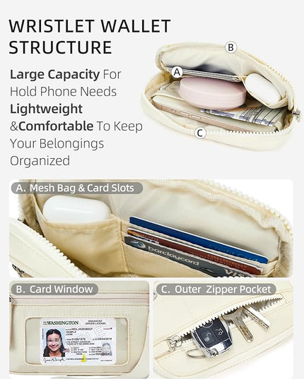 WESTBRONCO Wristlet Wallets for Women Nylon Quilted RFID Wallet with 3 Zipper Purse for Travel