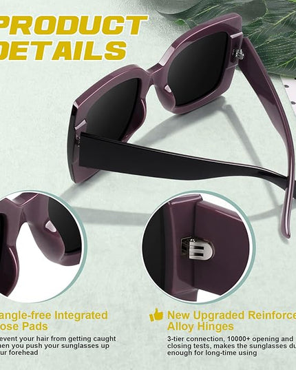 GQUEEN Oversized Square Frame Sunglasses Womens Retro Vintage Trendy Shades,S904
