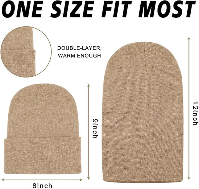 ZH 12-Pack Knitted Winter Beanie Hats for Men and Women, Warm and Cozy Cuffed Skull Caps, Bulk Purchase