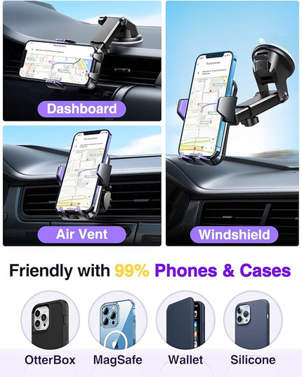 VANMASS 【85+LBS Strongest Suction & Military-Grade】2026 Ultimate Car Phone Mount【Patent Safety Certs】Cell Phone Holder Truck Stand Dashboard Windshield Vent for iPhone 17 16 15 Pro Max 14 for Samsung