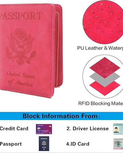Melsbrinna Rfid Passport Holder for Travel women/Men, Cute Passport Wallet Rfid Blocking Card Slots, Rfid Passport Cover/CaseTravel Wallet, Passport Book Holder (1, Red5)