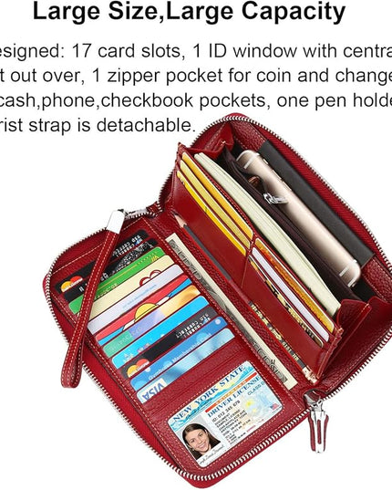 Lavemi Small Compact Women Wallet RFID Blocking Genuine Leather Bifold Purse with ID Windows