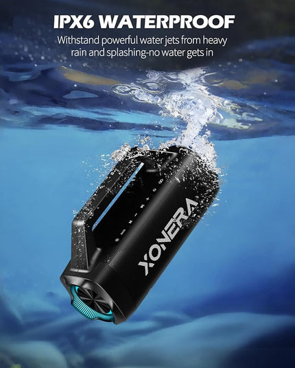 Speakers Bluetooth Wireless, 80W Peak Loud Outdoor Speaker with Bass, 20H Playtime, IPX6 Waterproof, TWS，BT5.3, Portable for Camping Hiking Boating Pool Beach(Black)
