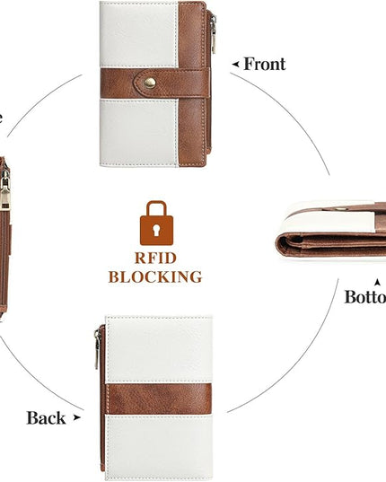 FALAN MULE Small Wallet for Women RIFD Leather Bifold Credit Card Holder with 3 ID Window