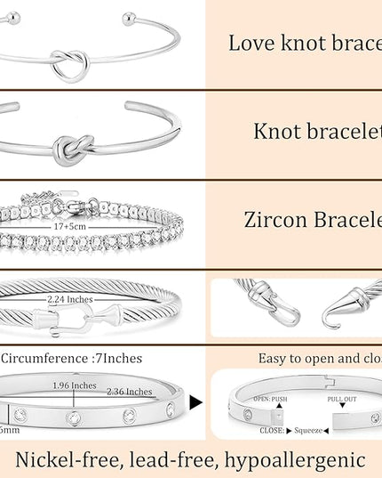 18 K Gold Plated Love Bangle Bracelet Stack Cuff Jewelry for Women Jewelry Set for Women Gift with Box