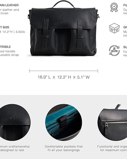 VELEZ Leather Messenger Bag for Men and Women | Vintage Briefcase for 17 inch Laptop | Work Bag Crossbody Laptop Bag