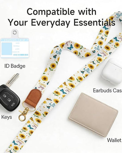 Phone Lanyard Wrist Crossbody Strap, Adjustable Sunflower Cell Phone Lanyard for Phones, Car Keys, Wallet and ID Card – Universal Hands-Free Set